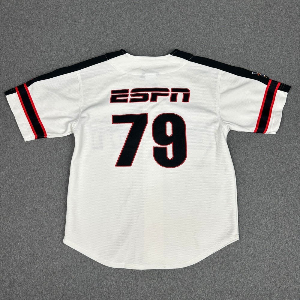 Vintage ESPN Zone Baseball Jersey #79 Baseball Tonight White Button Up Youth M - Picture 8 of 8
